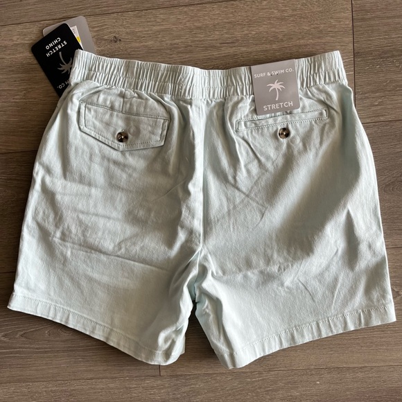 NWT Mens Surf and Swim Co Stretch Chino Shorts Size Medium Light Powder Blue. - Picture 5 of 9